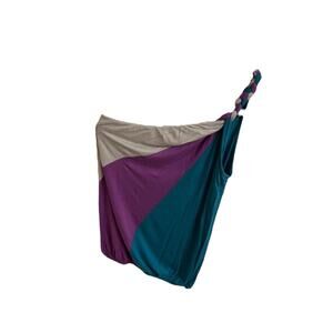 Y2K color block one shoulder top